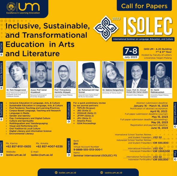 ISoLEC 2023: A Global Confluence of Ideas on Inclusive, Sustainable, and Transformational Education in Arts and Literature